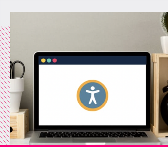 Página con web con un símbolo que da referencia a la accesibilidad web..